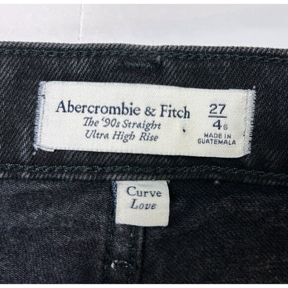 Abercrombie Curve Love Ultra High Rise Straight Jeans Black Distressed 4 Short - Picture 11 of 14